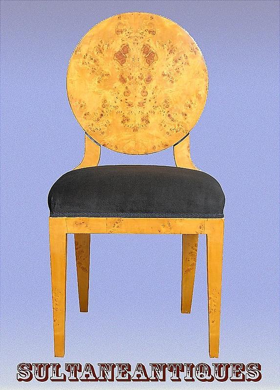 Perfect 8 Biedermeier style French ELM veneered chairs
