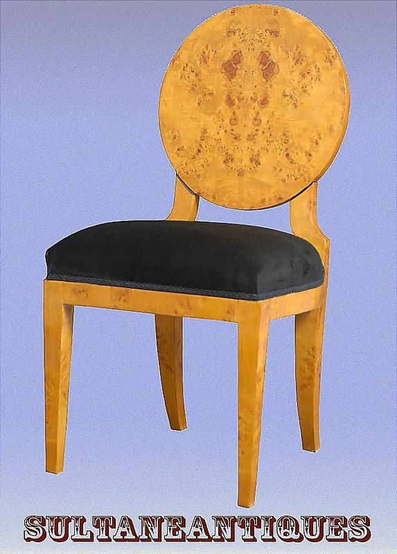 Perfect 8 Biedermeier style French ELM veneered chairs