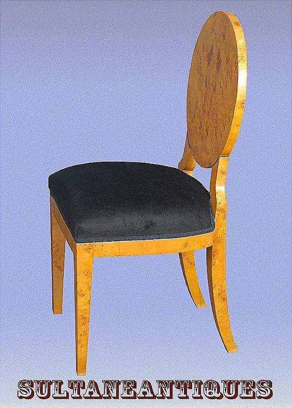 Perfect 8 Biedermeier style French ELM veneered chairs