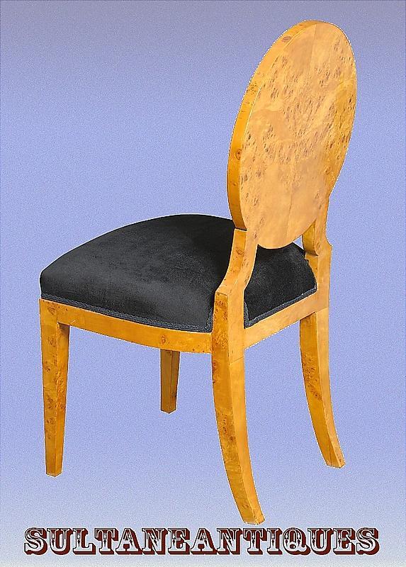 Perfect 8 Biedermeier style French ELM veneered chairs