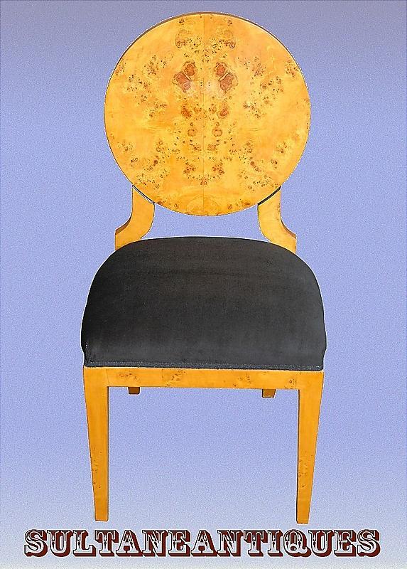 Perfect 8 Biedermeier style French ELM veneered chairs