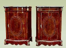 PAIR Elegant French Louis XV style bombe Commodes