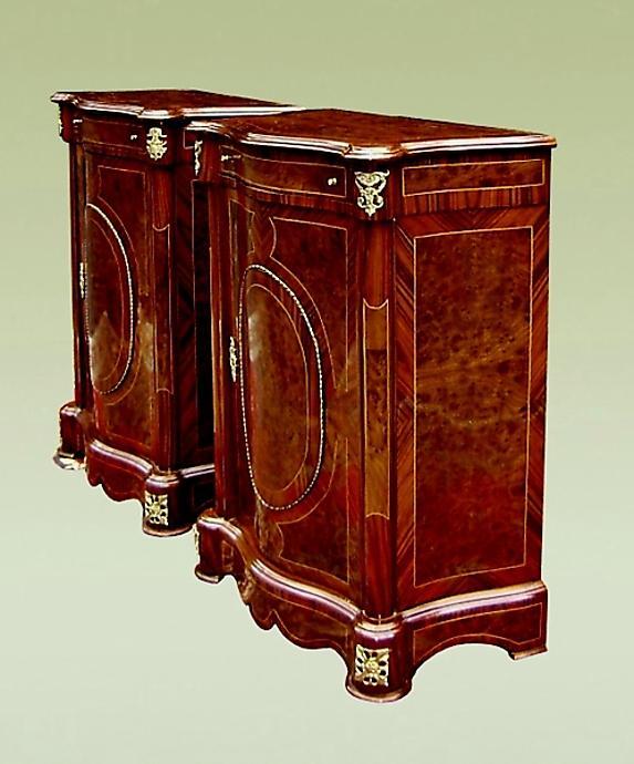 PAIR Elegant French Louis XV style bombe Commodes