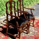 Quality Pair Chippendale Style dark walnut Armchairs