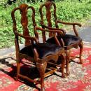Quality Pair Chippendale Style dark walnut Armchairs
