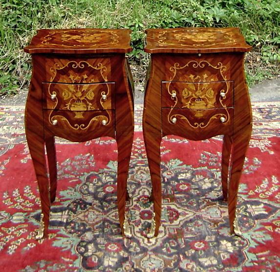 Unusual PAIR Louis XV style elegant side commodes