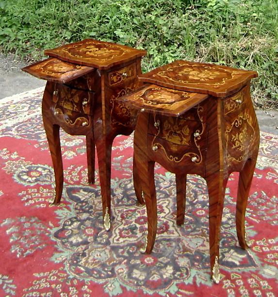 Unusual PAIR Louis XV style elegant side commodes