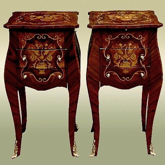 Unusual PAIR Louis XV style elegant side commodes