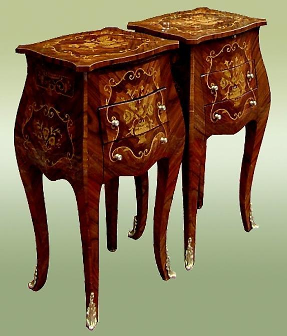 Unusual PAIR Louis XV style elegant side commodes
