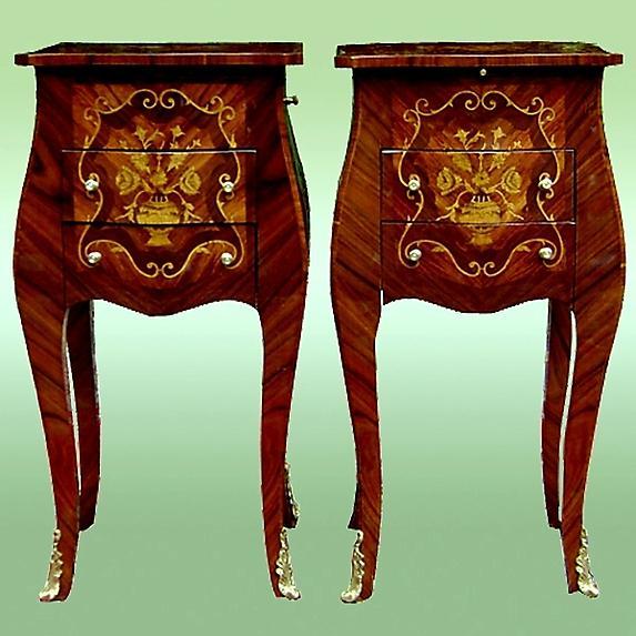 Unusual PAIR Louis XV style elegant side commodes