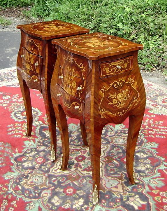 Unusual PAIR Louis XV style elegant side commodes