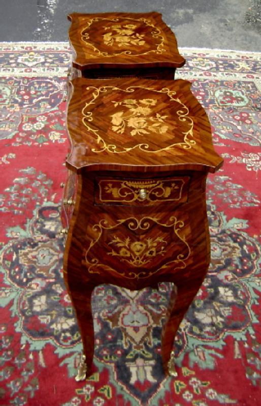 Unusual PAIR Louis XV style elegant side commodes