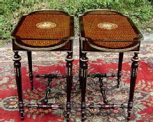 Pair Louis XVI Marquetry ornate sofa table