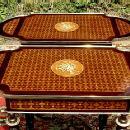 Pair Louis XVI Marquetry ornate sofa table