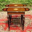 Pair Louis XVI Marquetry ornate sofa table