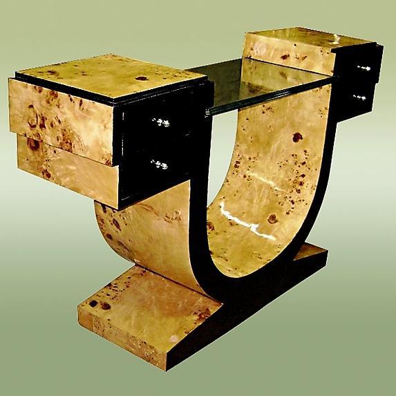 VERY LARGE French Elm Art Deco style console.