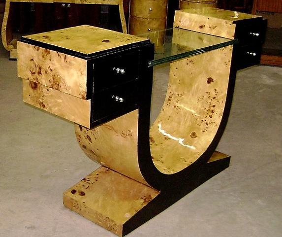 VERY LARGE French Elm Art Deco style console.