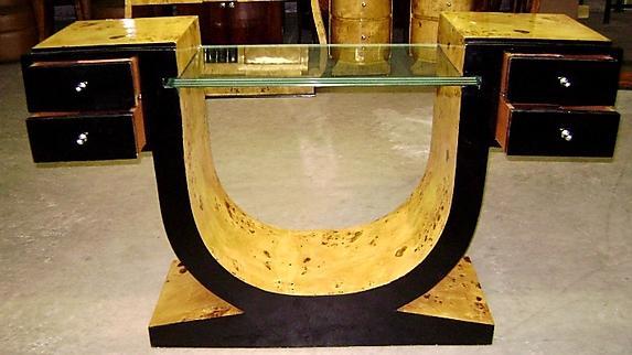 VERY LARGE French Elm Art Deco style console.