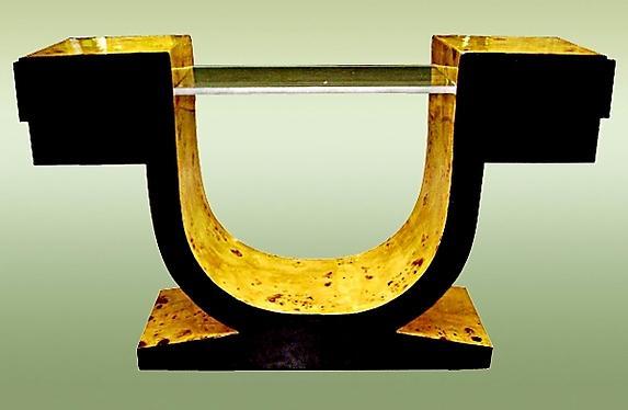 VERY LARGE French Elm Art Deco style console.