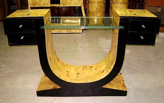 VERY LARGE French Elm Art Deco style console.