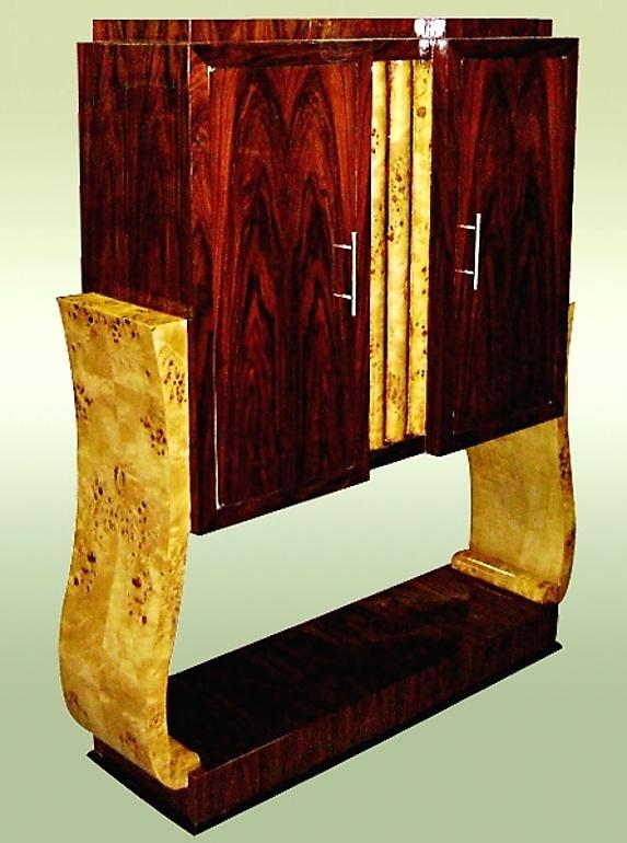 Quality Elm and rosewood Art Deco style Bar