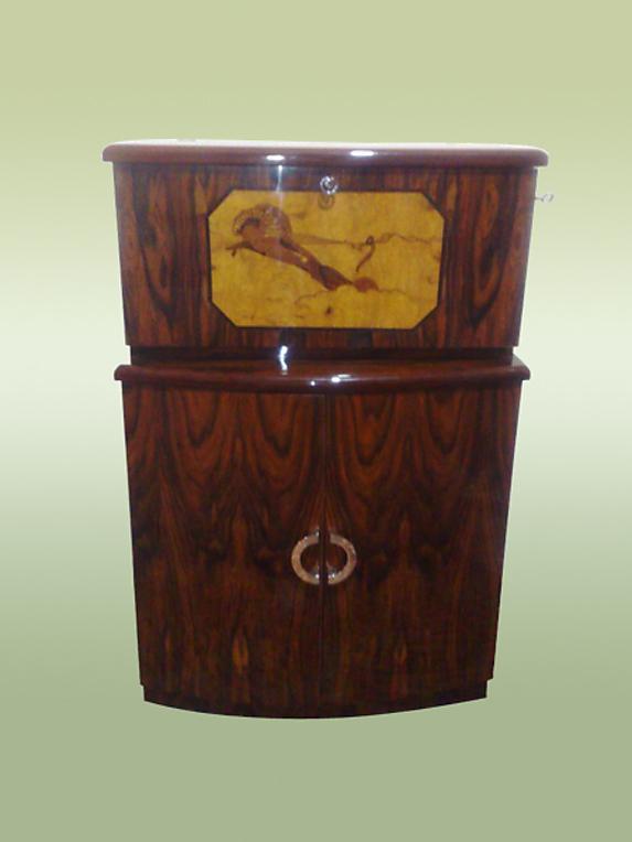 TERRIFIC Art Deco Bar burl and marquetry