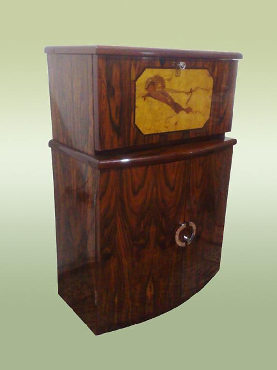 TERRIFIC Art Deco Bar burl and marquetry