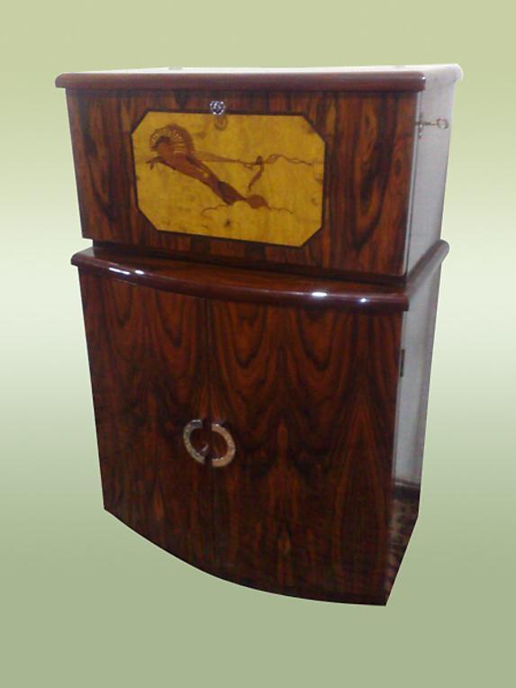 TERRIFIC Art Deco Bar burl and marquetry