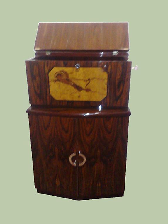 TERRIFIC Art Deco Bar burl and marquetry