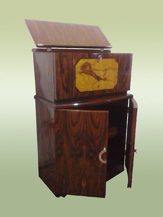 TERRIFIC Art Deco Bar burl and marquetry