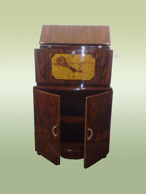 TERRIFIC Art Deco Bar burl and marquetry