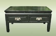 1930s black lacquered coffee table with 4 Drawers