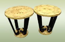 Pair of birds eye Art Deco style side tables