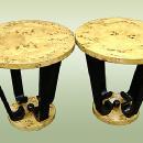 Pair of birds eye Art Deco style side tables
