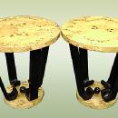 Pair of birds eye Art Deco style side tables