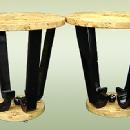 Pair of birds eye Art Deco style side tables