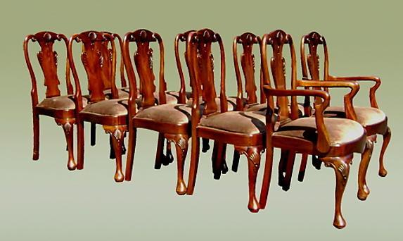 High End SETof TWELVE 10+2 Queen Anne chairs