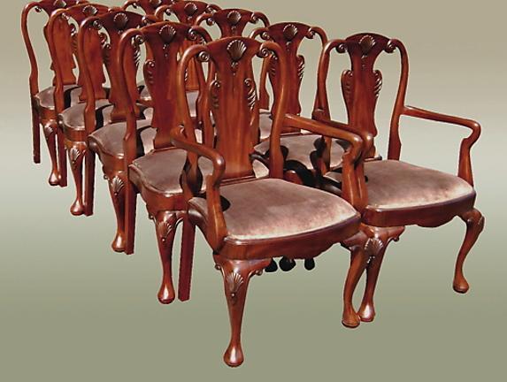 High End SETof TWELVE 10+2 Queen Anne chairs