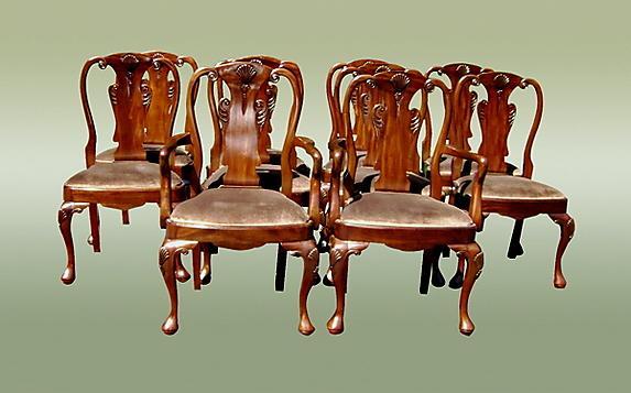 High End SETof TWELVE 10+2 Queen Anne chairs