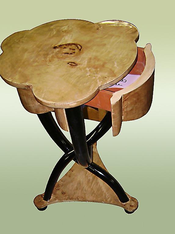 Elegant French Thonet style Olive wood side table