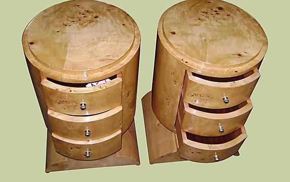 Superb Pair of Art deco style Elm woodl commodes
