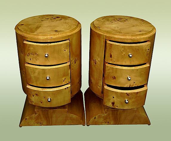 Superb Pair of Art deco style Elm woodl commodes