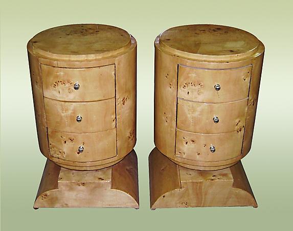 Superb Pair of Art deco style Elm woodl commodes