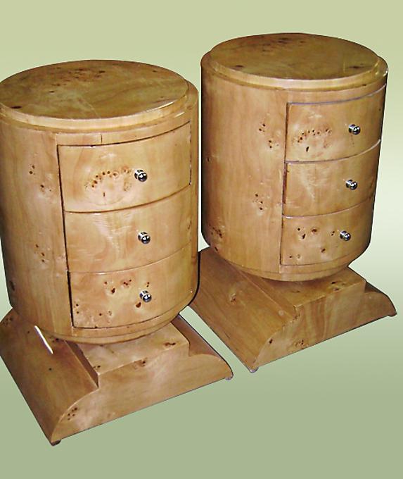 Superb Pair of Art deco style Elm woodl commodes