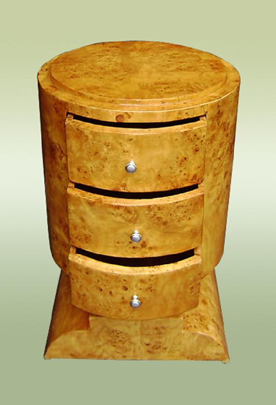 Elegant Art deco style French orange Elm wood commode