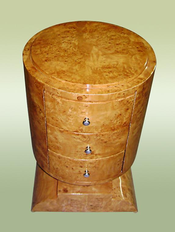 Elegant Art deco style French orange Elm wood commode