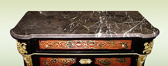 marble top Louis XV style boulle commode