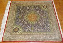 PERSIAN QUM SILK MASTERPIECE CARPET/RUG SIGNED NAZARI