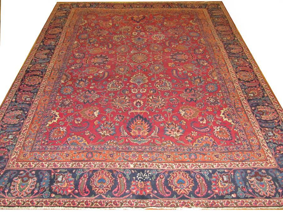 PERSIAN MASHAD CARPET/RUG SIGNED