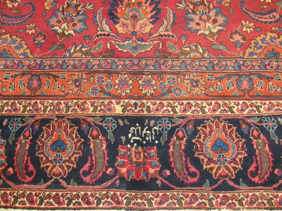 PERSIAN MASHAD CARPET/RUG SIGNED